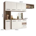 Ver imagem 3 de Armário Cozinha Compacta Suspensa C/ Balcão 7 Portas 2 Gavetas Juliete Nicioli Carvalho Nature / Off