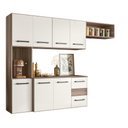 Ver imagem 1 de Armário Cozinha Compacta Suspensa C/ Balcão 7 Portas 2 Gavetas Juliete Nicioli Carvalho Nature / Off