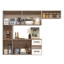 Ver imagem 2 de Armário Cozinha Compacta Suspensa C/ Balcão 7 Portas 2 Gavetas Juliete Nicioli Carvalho Nature / Off