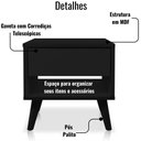 Ver imagem 3 de Kit 2 Mesas de Cabeceira 1 Gaveta 38 Cm Mdf Preto Pés Palito Mp