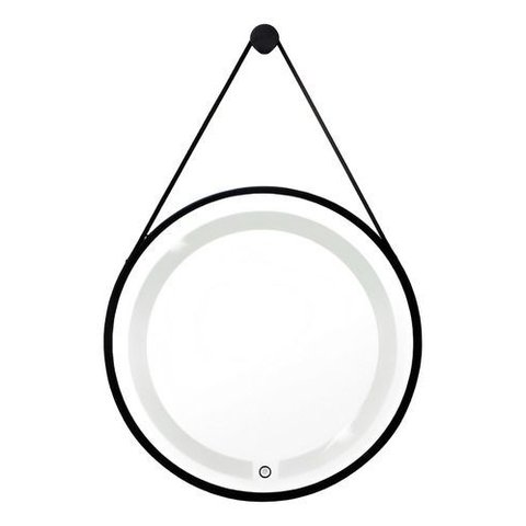 Espelho Redondo Adnet Premium Iluminado Led com Alça 50cm - Preto/alça Preta 6000k