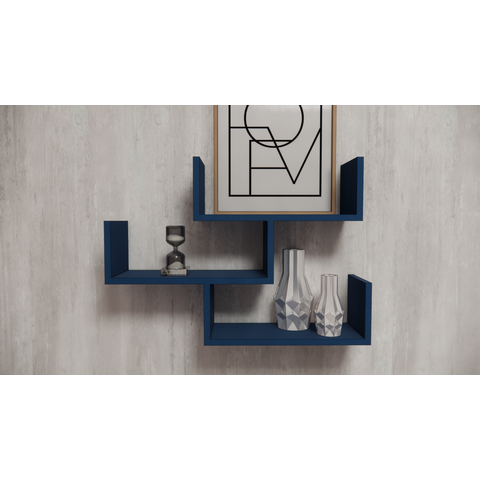 Prateleiras para Livros azul Mix 3 Peças 40x15x15