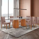 Ver imagem 1 de Mesa de Jantar Eloise 180cm Tampo Mdf Vidro com 6 Cadeiras Safira