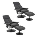 Ver imagem 1 de Kit 2 Poltronas de Massagem Reclinável e Giratória Arizona com Apoio de Pés Pu Preto G56 - Gran Belo