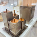 Ver imagem 2 de Conjunto Banheiro 4 Pçs Resina Champagne - Gold Matte