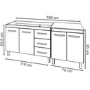 Ver imagem 2 de Armário Cozinha Gabinete Pia de 120 Cm Bruna e Balcão Jane para Forno Elétrico ou Microondas
