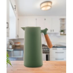 Garrafa Térmica Plástico com Cabo Madeira Nórdica Verde 1L - 2