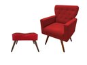 Ver imagem 1 de Kit Poltrona Decorativa Aurora + 1 Puff Retangular Suede Vermelho Pés Madeira Ms Decor