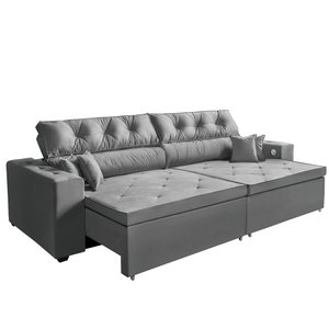 Sofá USB, 5 Lugares SMART Retrátil, Reclinável, 3,02 Metros, Tecnologia de Carregamento 3 portas