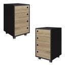 Ver imagem 1 de Kit 2 Gaveteiros Multiuso 36 Cm P1072 Preto Oak Pp Milani Store