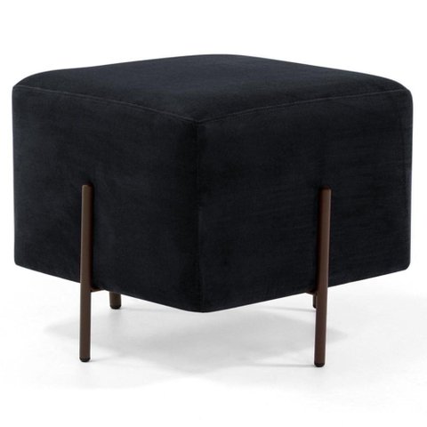 Puff Decorativo 45cm Base Aço Status B-300 Veludo Preto