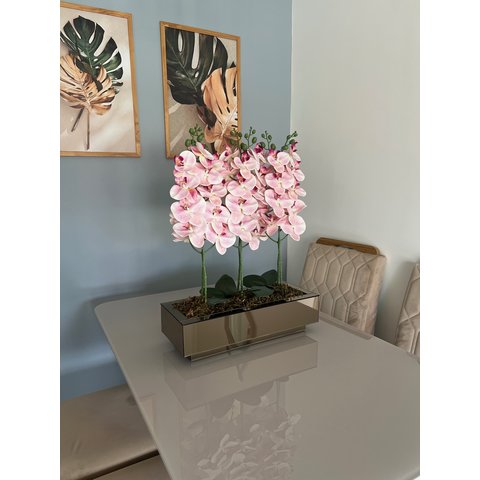 Centro de Mesa Espelho Bronze Vidro