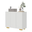 Ver imagem 1 de Gabinete Banheiro 3 Portas 90cm Multimóveis V5031 Branco/Natural