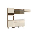 Ver imagem 1 de Cozinha Compacta 7 Portas 2 Gavetas Com Balcão Tampo Porto - Poliman Móveis: Carvalho/Off White