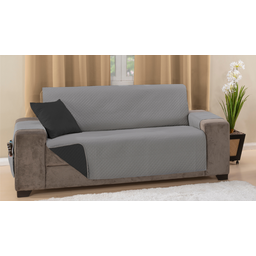 Capa para sofá impermeavel ultrassonico especial king 2,4m cinza e preto - 4