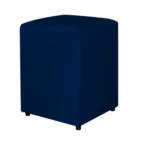 Puff Decorativo Quadrado Para Escritório Veludo Azul Marinho - Belliv Decor
