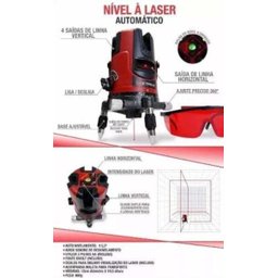 Nível Laser Profissional Autom 5 Linhas com Tripé e Maleta Strong - 9