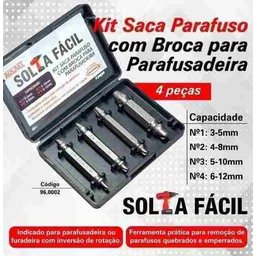 Jogo Saca Parafuso com Broca 4 Pçs Rocast 96,0002 Solta Fácil - 8