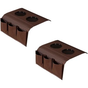 Kit 2 Bandeja Porta Copo Esteira para Braço de Sofá Couro