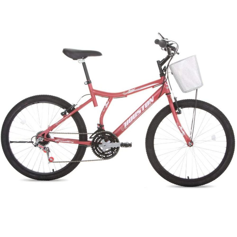 Bicicleta Aro 24 Houston Bristol Peak com Cesta 21 Marchas Vermelho