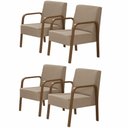 Ver imagem 1 de Kit 4 Poltronas 1 Lugar Jade Braço Madeira Dsalla Cappuccino