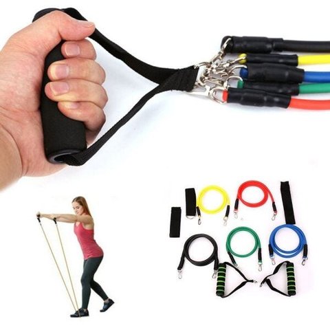 Kit Tubing Elasticos Fitness Exercicios Funcional Extensores