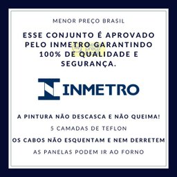conjunto panelas grandes e grossas antiaderente teflon tampa de vidro aprovadas pelo inmetro - 4
