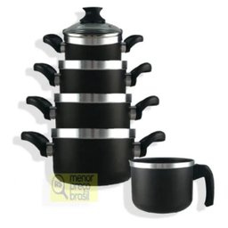 conjunto panelas grandes e grossas antiaderente teflon tampa de vidro aprovadas pelo inmetro - 1