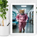 Ver imagem 2 de Quadro Decorativo Médico Gato 24x18cm - com Vidro:moldura Branca