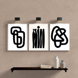 Kit 3 Quadros Decoração Minimalista Branco e preto 24x18cm - com Vidro:madeira Branca - 1