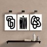 Kit 3 Quadros Decoração Minimalista Branco e preto 24x18cm - com Vidro:madeira Branca - 1