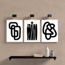 Ver imagem 1 de Kit 3 Quadros Decoração Minimalista Branco e preto 24x18cm - com Vidro:madeira Branca