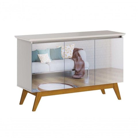 Buffet Classic 3 Portas Off White e Espelho - Imcal Móveis
