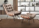 Ver imagem 2 de Poltrona Costela com Puff Base Fixa para Sala, Quarto - Veludo Capuccino