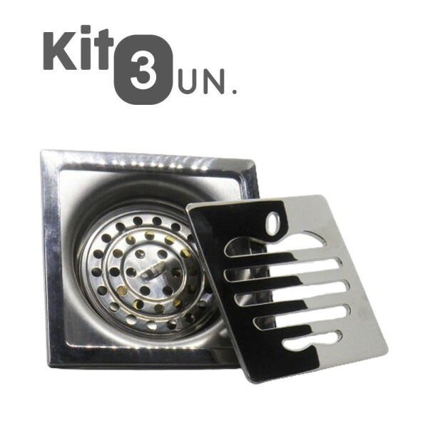 Kit 3 Ralos Inteligentes Anti Odor Insetos Aço Inoxidavel Banheiro 10X10 Maça - 1