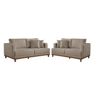 Conjunto Sofás 2 e 3 Lugares Fixo Linho M-175 Martins Bege