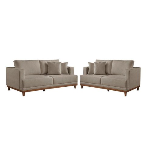 Conjunto Sofás 2 e 3 Lugares Fixo Linho M-175 Martins Bege