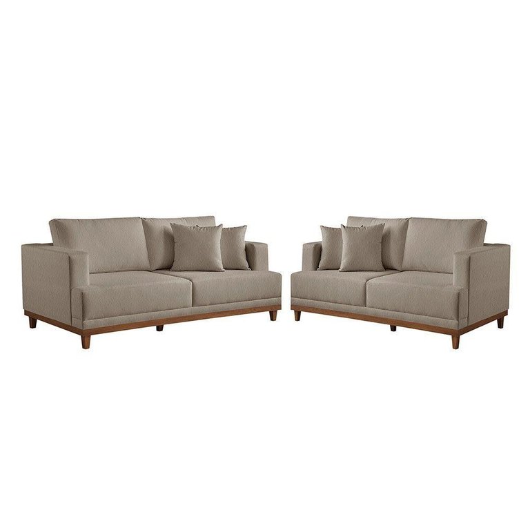 Conjunto Sofás 2 e 3 Lugares Fixo Linho M-175 Martins Bege