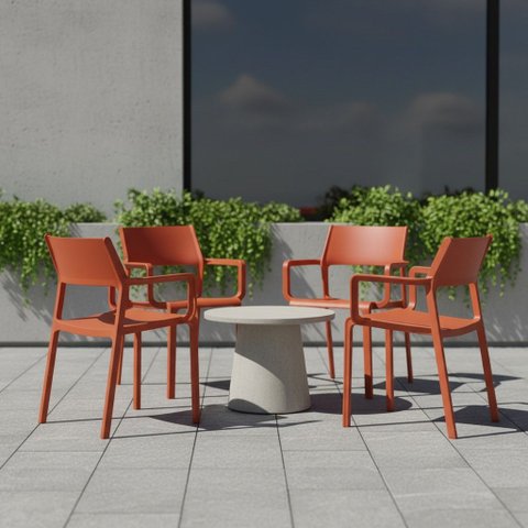 Conjunto 4 Cadeiras Empilhaveis Area Externa Santorini Fratini