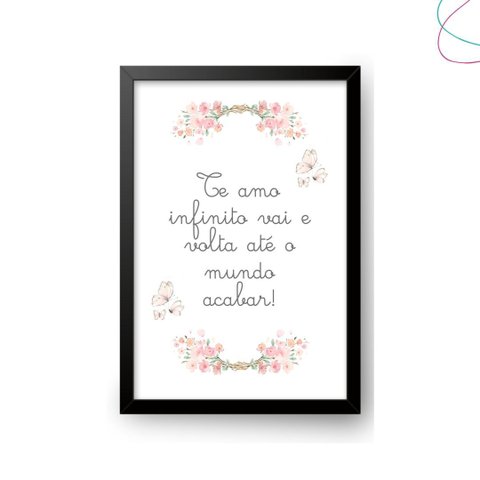 Quadro Decorativo - Te Amo Infinito Vai e Volta Aquarela:preta