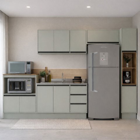Armário de Cozinha Completa 5 Peças 317cm Koya Politorno Móveis