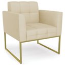 Ver imagem 1 de Poltrona Decorativa Base Industrial Dourado Ana Veludo Luxo Off White - Ibiza