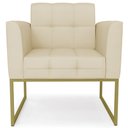 Ver imagem 6 de Poltrona Decorativa Base Industrial Dourado Ana Veludo Luxo Off White - Ibiza