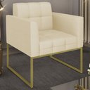 Ver imagem 2 de Poltrona Decorativa Base Industrial Dourado Ana Veludo Luxo Off White - Ibiza