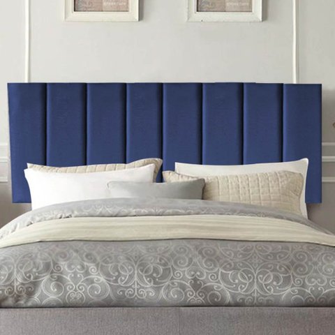 Painel Estofada Líbia 90CM Solteiro Suede Azul Marinho - D A DECOR