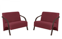 Ver imagem 1 de Kit 2 Poltronas Namoradeira 2 Lugares Vênus D Salla Suede Braço Madeira Bordô