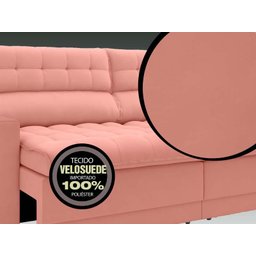 Sofá Omega 2,00M Assento Retrátil e Reclinável Velosuede Rose - Netsofás - 5
