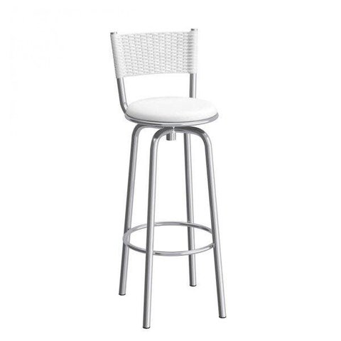 Banqueta Giratória com Encosto Noruega 99cm Branco
