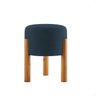 Puff Redondo Estofado Suede Azul Marinho com Pés em Madeira Banqueta Elegante - 2