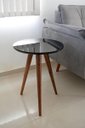 Ver imagem 3 de Mesa Mesinha Lateral Tripé Preta Mini Vidro